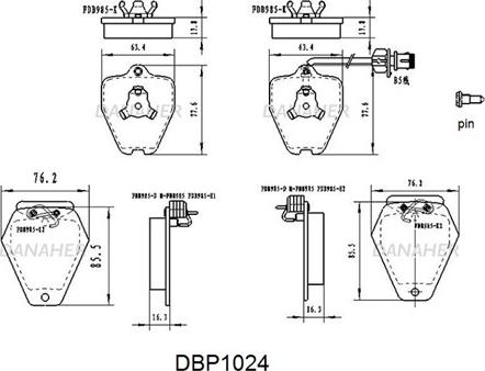 Danaher DBP1024 - Set placute frana,frana disc aaoparts.ro