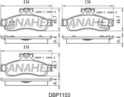 Danaher DBP1153 - Set placute frana,frana disc aaoparts.ro