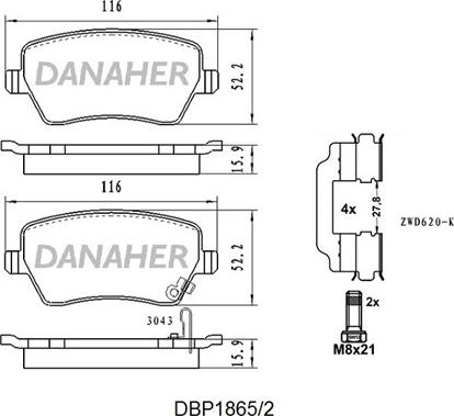 Danaher DBP1865/2 - Set placute frana,frana disc aaoparts.ro