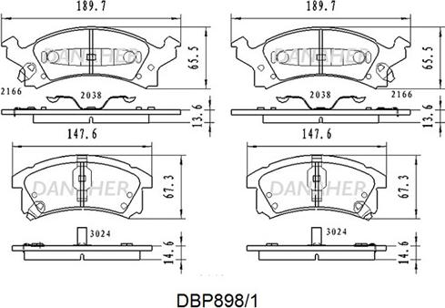 Danaher DBP898/1 - Set placute frana,frana disc aaoparts.ro