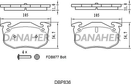 Danaher DBP836 - Set placute frana,frana disc aaoparts.ro