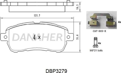 Danaher DBP3279 - Set placute frana,frana disc aaoparts.ro