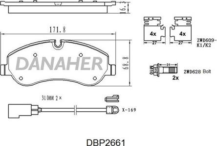 Danaher DBP2661 - Set placute frana,frana disc aaoparts.ro