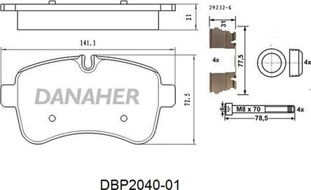 Danaher DBP2040-01 - Set placute frana,frana disc aaoparts.ro