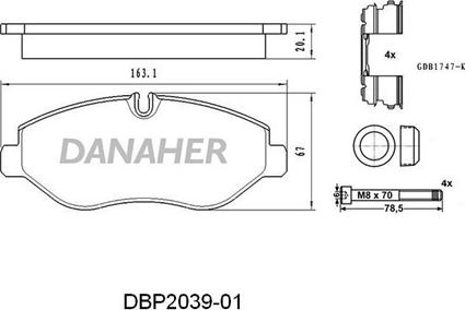 Danaher DBP2039-01 - Set placute frana,frana disc aaoparts.ro
