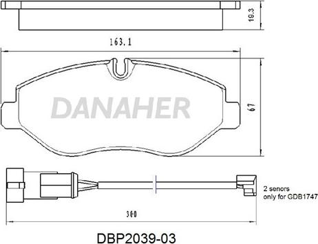Danaher DBP2039-03 - Set placute frana,frana disc aaoparts.ro