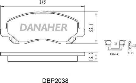 Danaher DBP2038 - Set placute frana,frana disc aaoparts.ro