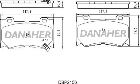 Danaher DBP2156 - Set placute frana,frana disc aaoparts.ro
