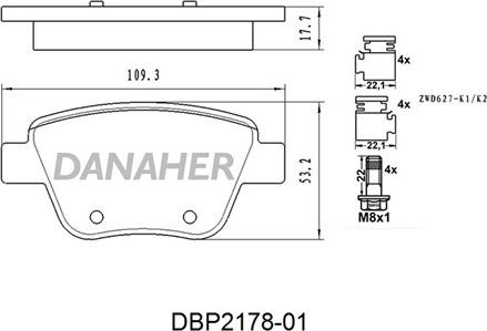 Danaher DBP2178-01 - Set placute frana,frana disc aaoparts.ro