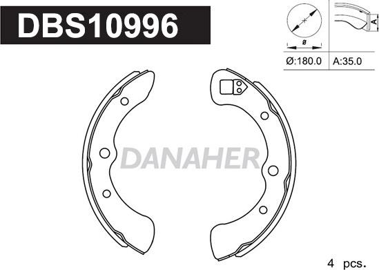 Danaher DBS10996 - Set saboti frana aaoparts.ro