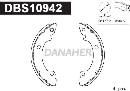 Danaher DBS10942 - Set saboti frana aaoparts.ro