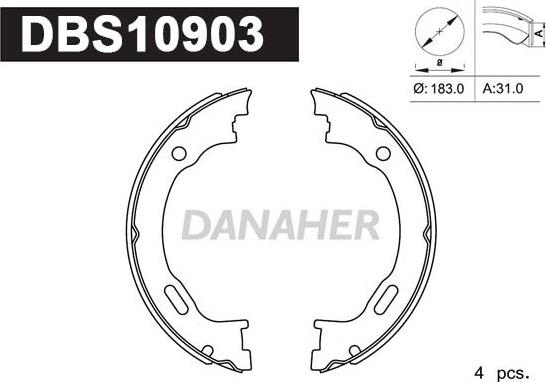 Danaher DBS10903 - Set saboti frana, frana de mana aaoparts.ro
