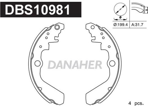 Danaher DBS10981 - Set saboti frana aaoparts.ro