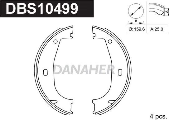 Danaher DBS10499 - Set saboti frana, frana de mana aaoparts.ro