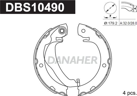 Danaher DBS10490 - Set saboti frana, frana de mana aaoparts.ro