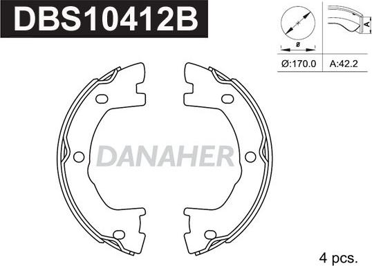 Danaher DBS10412B - Set saboti frana, frana de mana aaoparts.ro