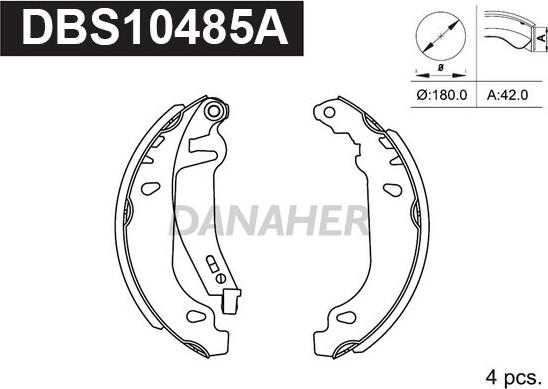 Danaher DBS10485A - Set saboti frana aaoparts.ro