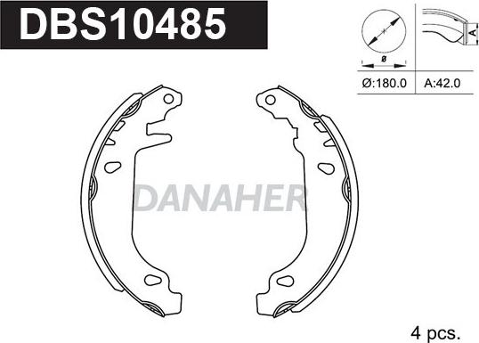 Danaher DBS10485 - Set saboti frana aaoparts.ro
