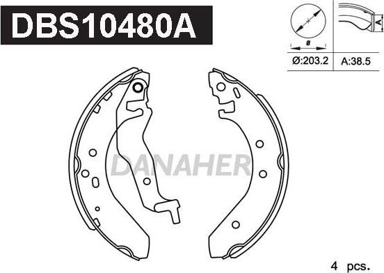 Danaher DBS10480A - Set saboti frana aaoparts.ro