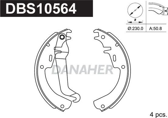 Danaher DBS10564 - Set saboti frana aaoparts.ro