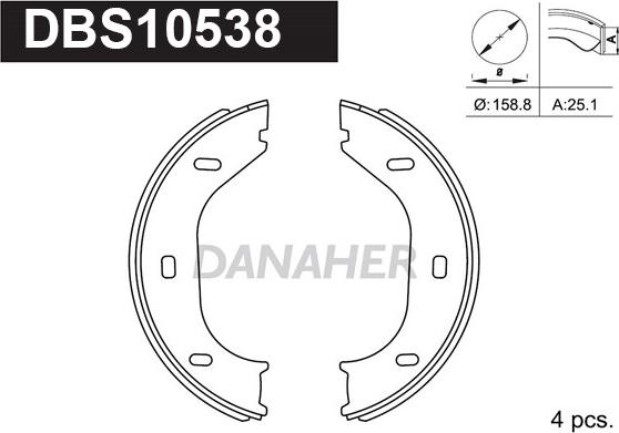Danaher DBS10538 - Set saboti frana, frana de mana aaoparts.ro