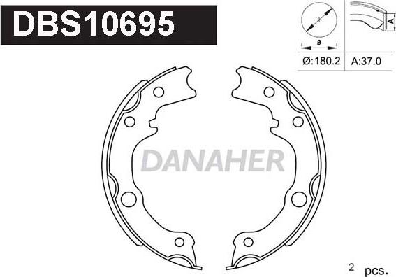 Danaher DBS10695 - Set saboti frana, frana de mana aaoparts.ro