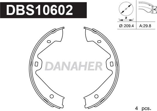 Danaher DBS10602 - Set saboti frana, frana de mana aaoparts.ro