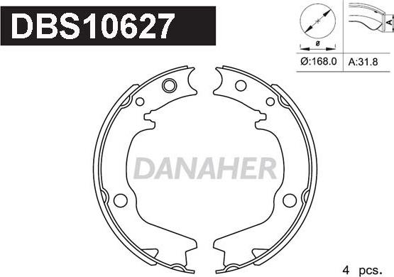 Danaher DBS10627 - Set saboti frana, frana de mana aaoparts.ro