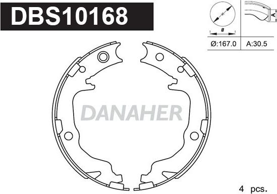 Danaher DBS10168 - Set saboti frana, frana de mana aaoparts.ro