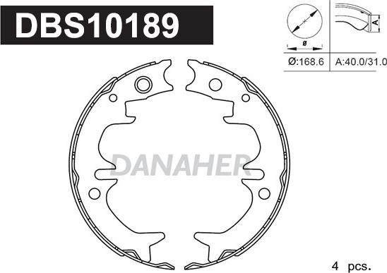 Danaher DBS10189 - Set saboti frana, frana de mana aaoparts.ro