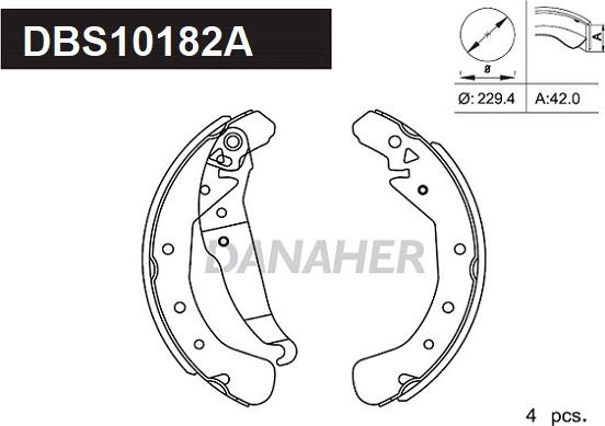 Danaher DBS10182A - Set saboti frana aaoparts.ro
