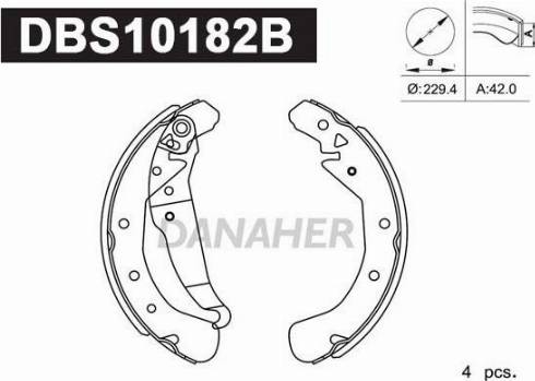 Danaher DBS10182B - Set saboti frana aaoparts.ro