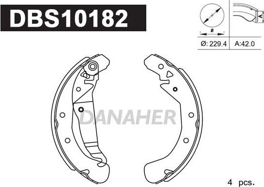 Danaher DBS10182 - Set saboti frana aaoparts.ro