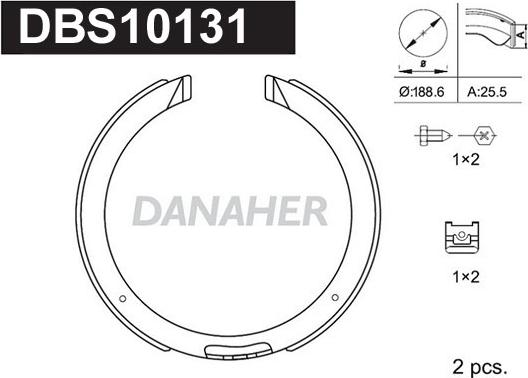 Danaher DBS10131 - Set saboti frana, frana de mana aaoparts.ro