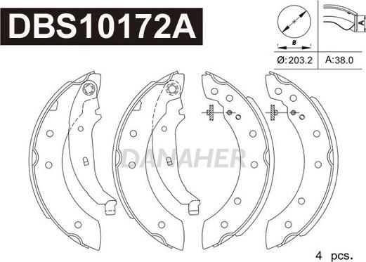 Danaher DBS10172A - Set saboti frana aaoparts.ro