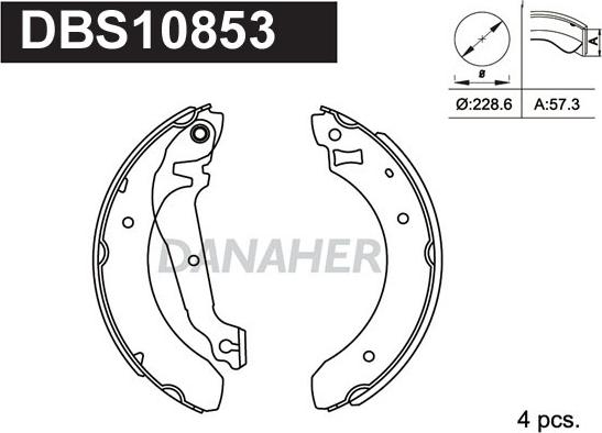 Danaher DBS10853 - Set saboti frana aaoparts.ro