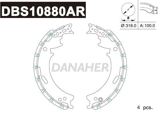 Danaher DBS10880AR - Set saboti frana aaoparts.ro