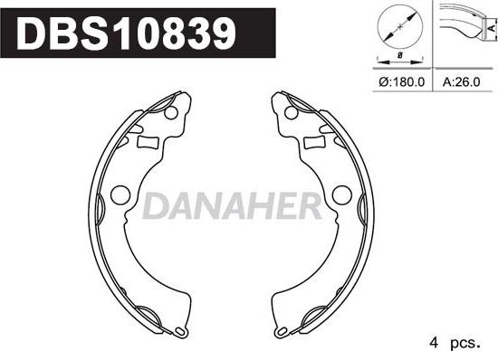 Danaher DBS10839 - Set saboti frana aaoparts.ro