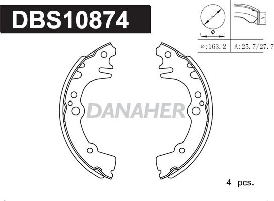 Danaher DBS10874 - Set saboti frana aaoparts.ro