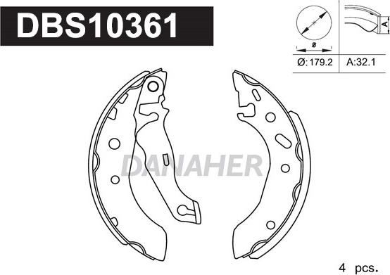 Danaher DBS10361 - Set saboti frana aaoparts.ro