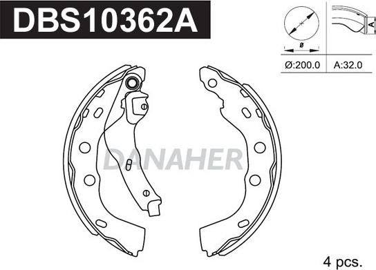 Danaher DBS10362A - Set saboti frana aaoparts.ro