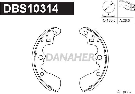 Danaher DBS10314 - Set saboti frana aaoparts.ro