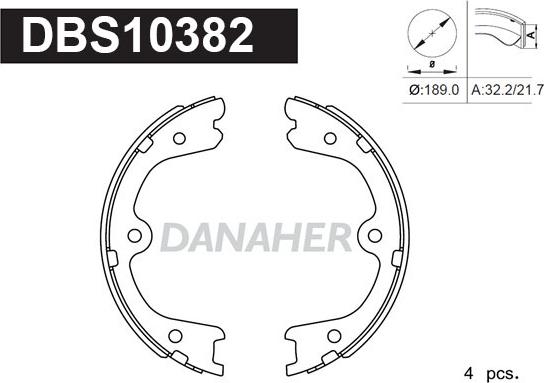 Danaher DBS10382 - Set saboti frana, frana de mana aaoparts.ro