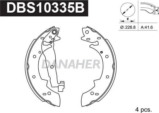 Danaher DBS10335B - Set saboti frana aaoparts.ro