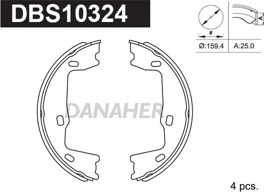 Danaher DBS10324 - Set saboti frana, frana de mana aaoparts.ro