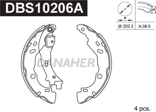 Danaher DBS10206A - Set saboti frana aaoparts.ro