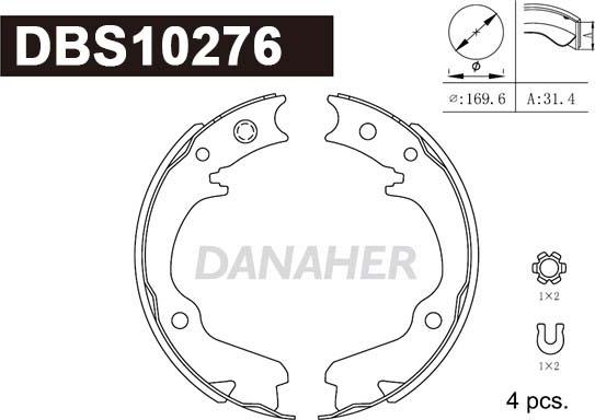 Danaher DBS10276 - Set saboti frana, frana de mana aaoparts.ro