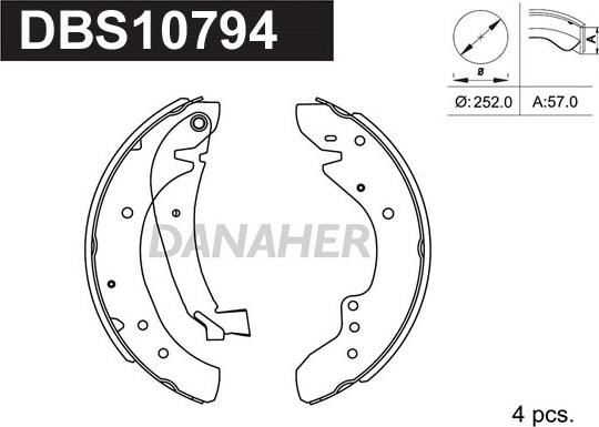 Danaher DBS10794 - Set saboti frana aaoparts.ro