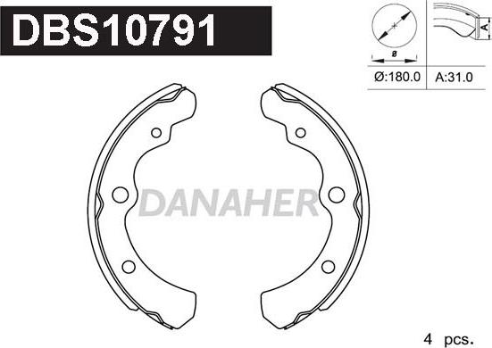 Danaher DBS10791 - Set saboti frana aaoparts.ro