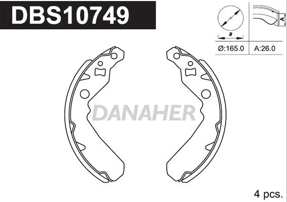 Danaher DBS10749 - Set saboti frana aaoparts.ro